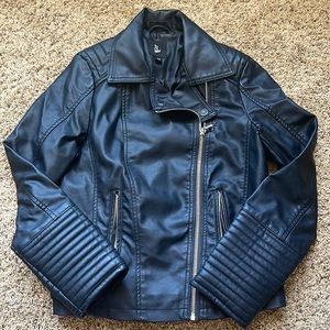Girls- black faux leather jacket